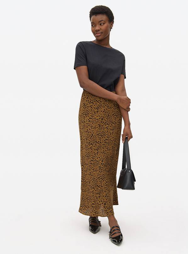 Brown Animal Printed Midi Skirt  8